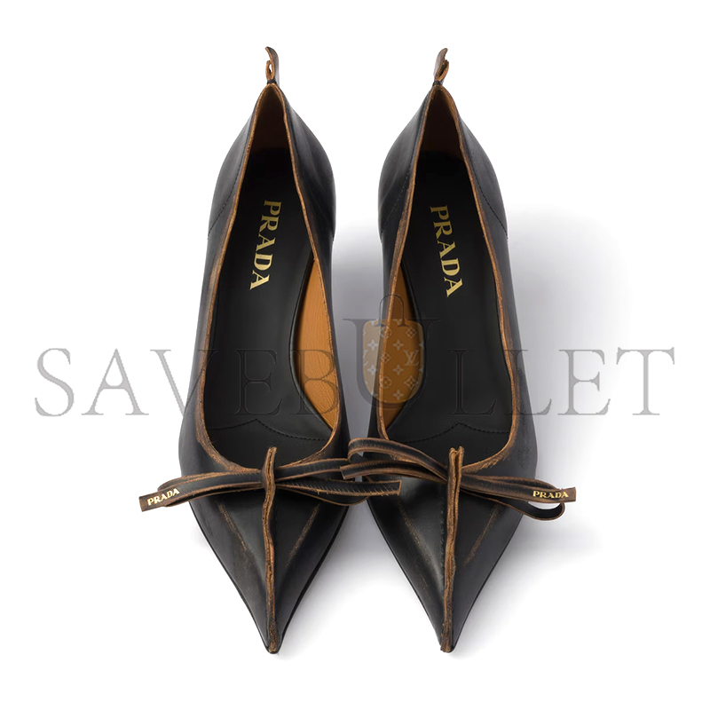 PRADA ANTIQUED LEATHER PUMPS 1I208O PRADA ANTIQUED LEATHER PUMPS 1I208O